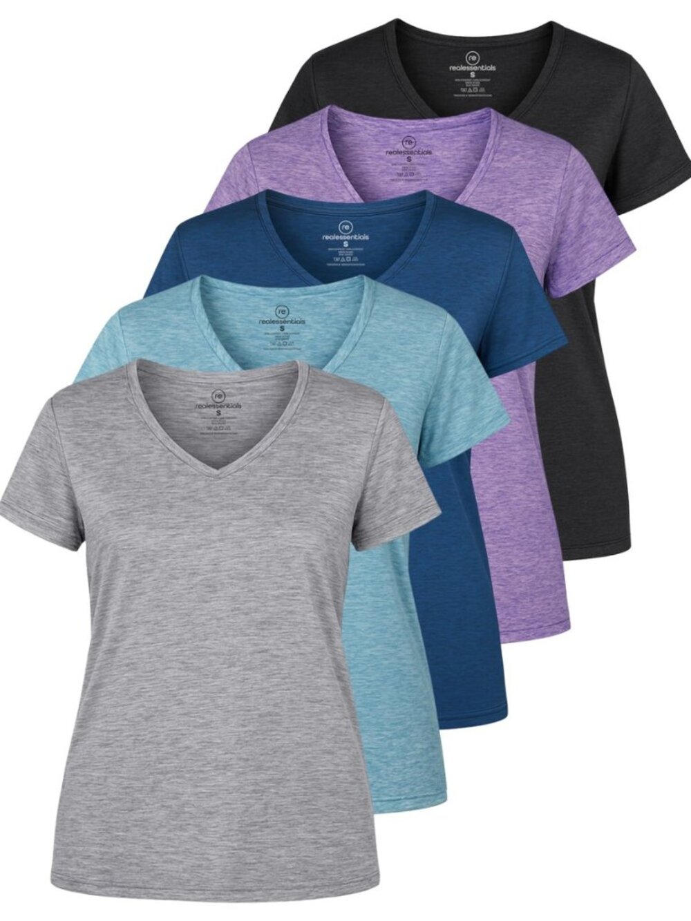 5 Pack: Women's Dry-Fit Short Sleeve V Neck T Shirt Workout Fitness Yoga Top Tee